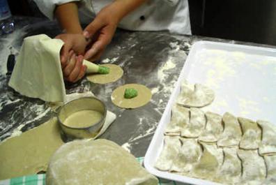 Schlutzkrapfen mit Spinat 